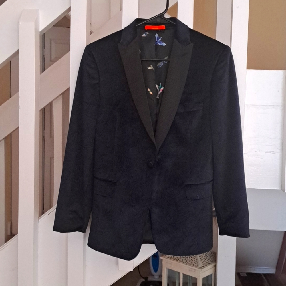 Boys TALLlA Navyblue Paisley Velvet Blazer Sz 16R. Excellent Condition